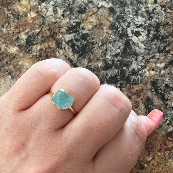 4 NEW Rings: Dainty Gold Bands, Rose Quartz, Blue Apatite Rings - Picture 6 of 10